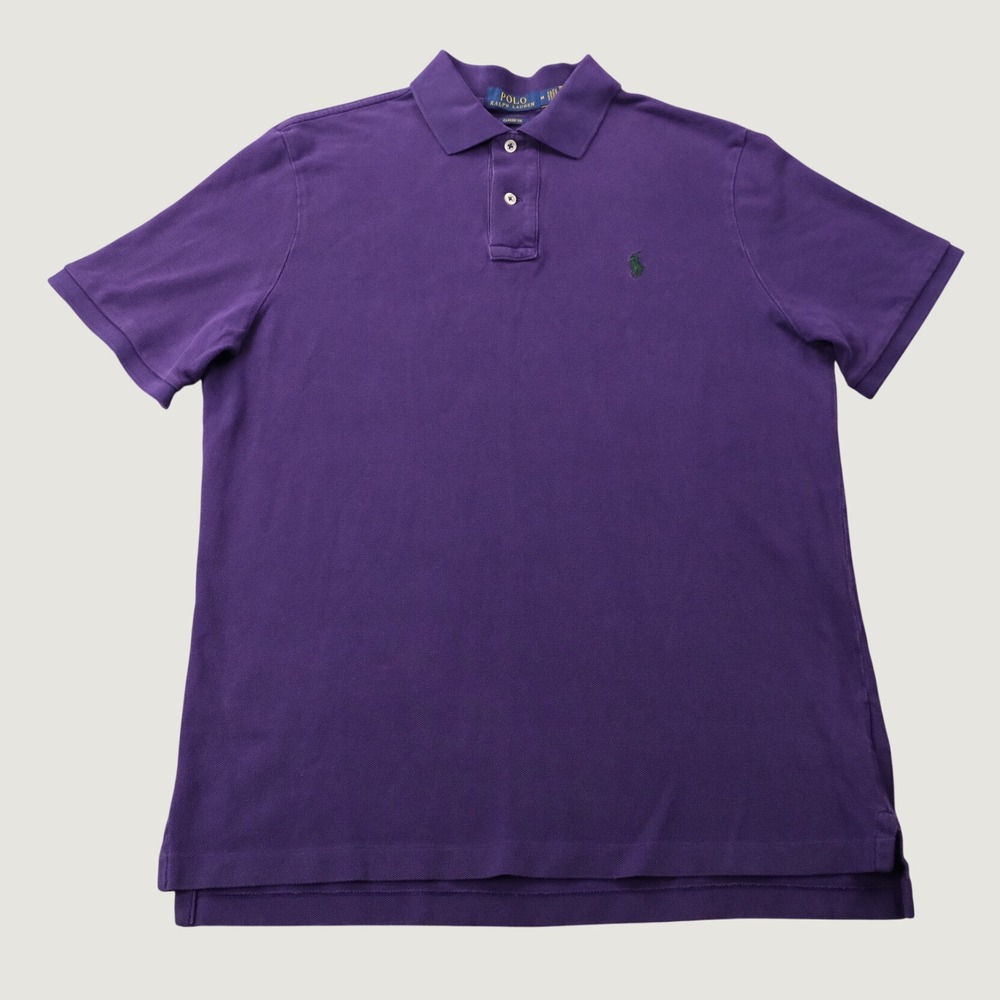 Polo Ralph Lauren Shirt Iconic Classic Fit Medium Purple Cotton Short Sleeve